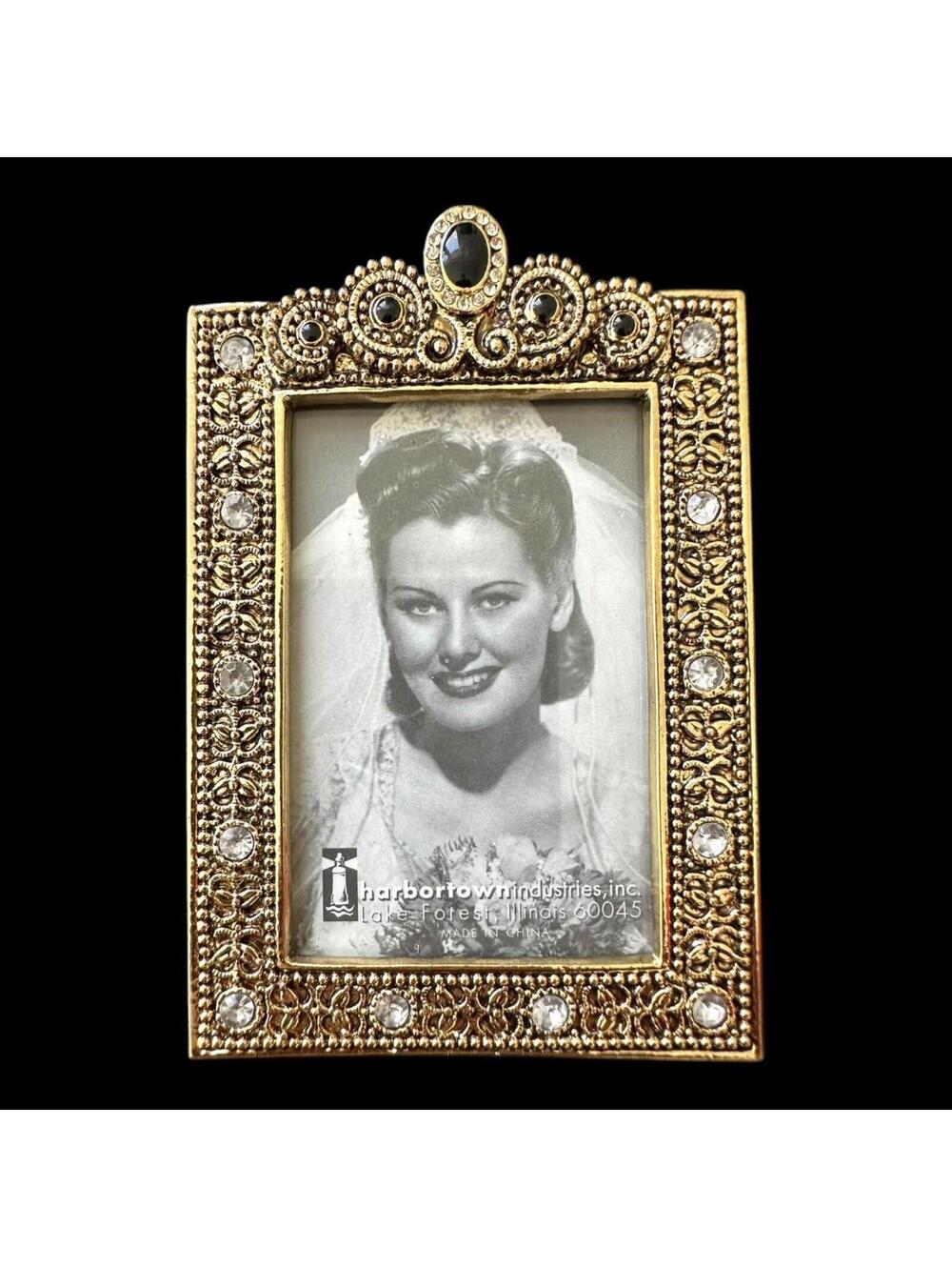 Harbor Town‎ Industries Vintage Ornate Gold Tone Jeweled Picture Frame
